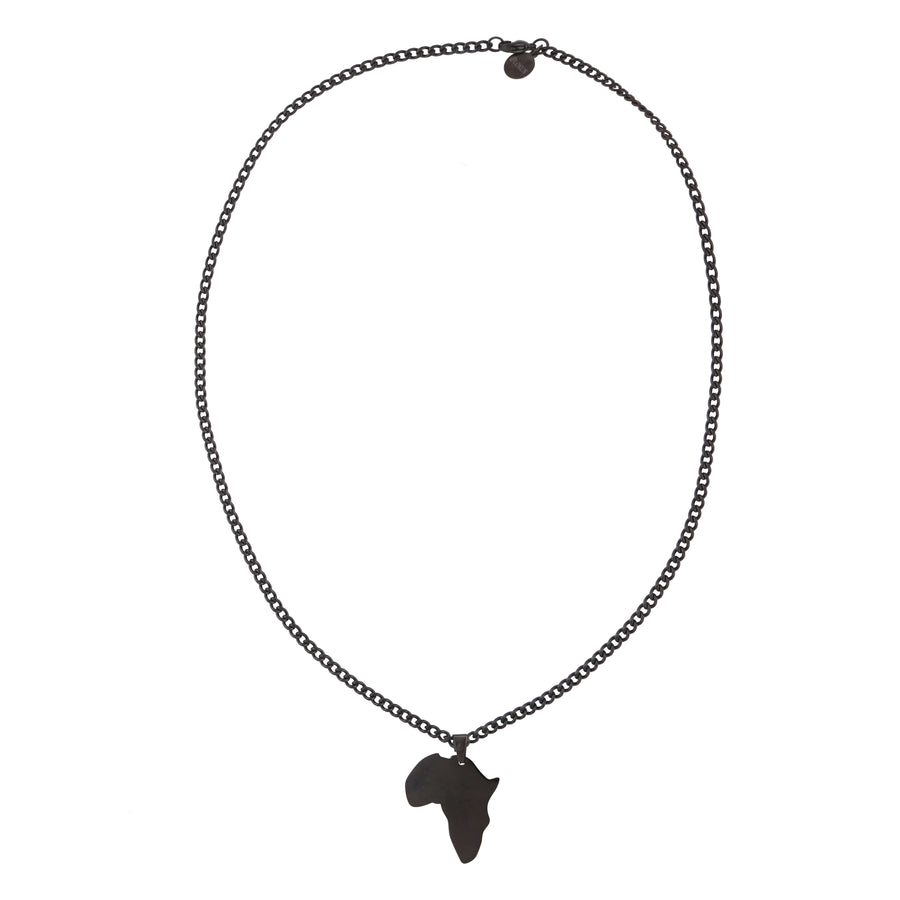 African Pendant with 3MM CUBA CHAIN (BLACK)