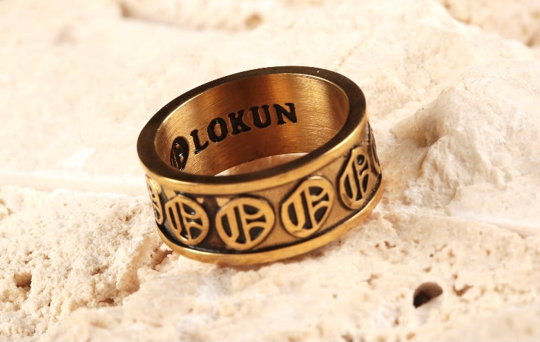 Olokun Enamel Tainted Banded Royal Ring (GOLD)