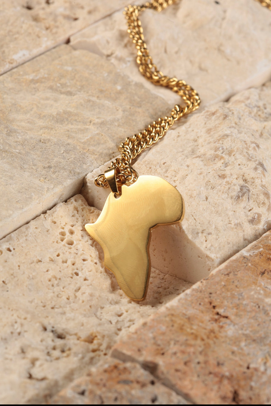 African Pendant with 3MM CUBA CHAIN (GOLD)
