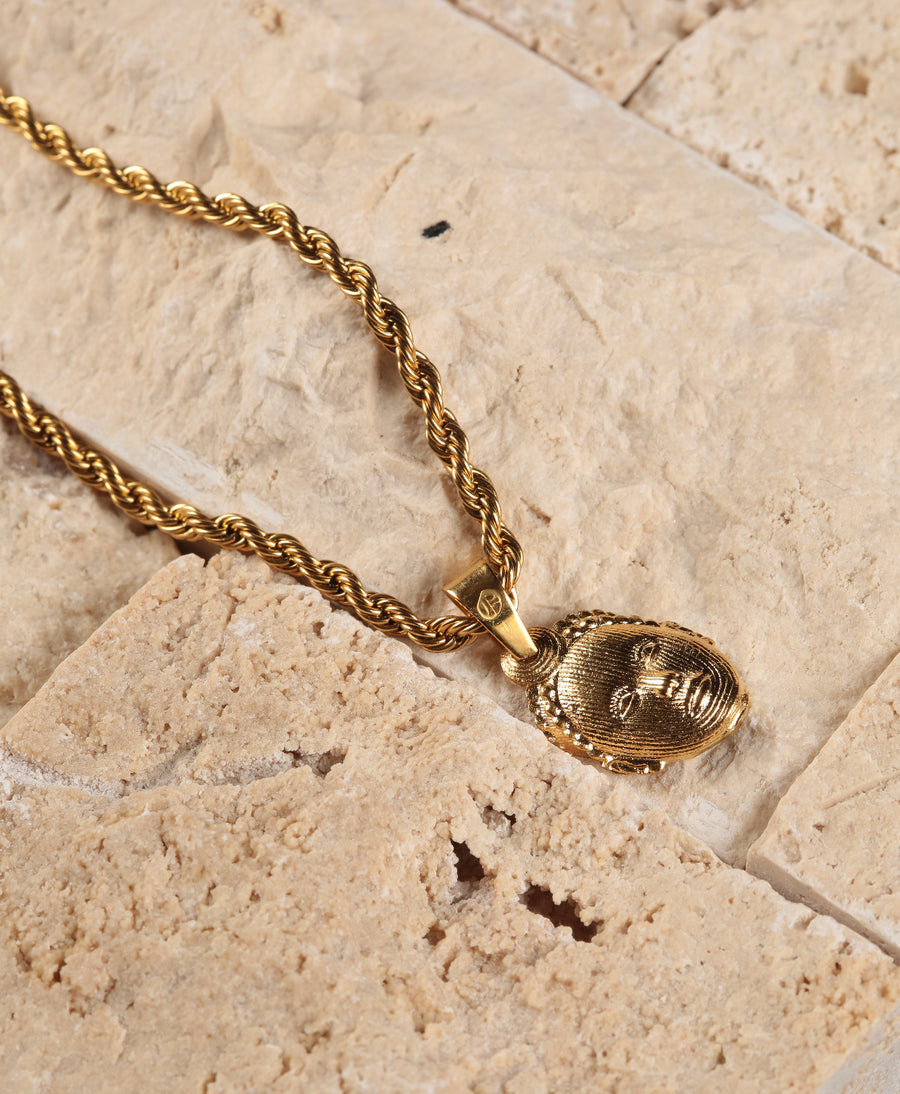 Olokun Head with 3MM Rope Chain (GOLD)