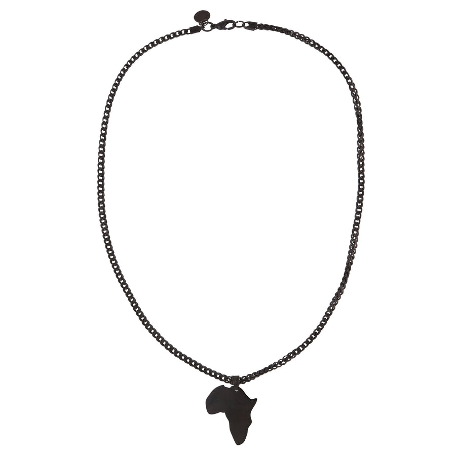 African Pendant with 3MM FRANCO CHAIN (BLACK)