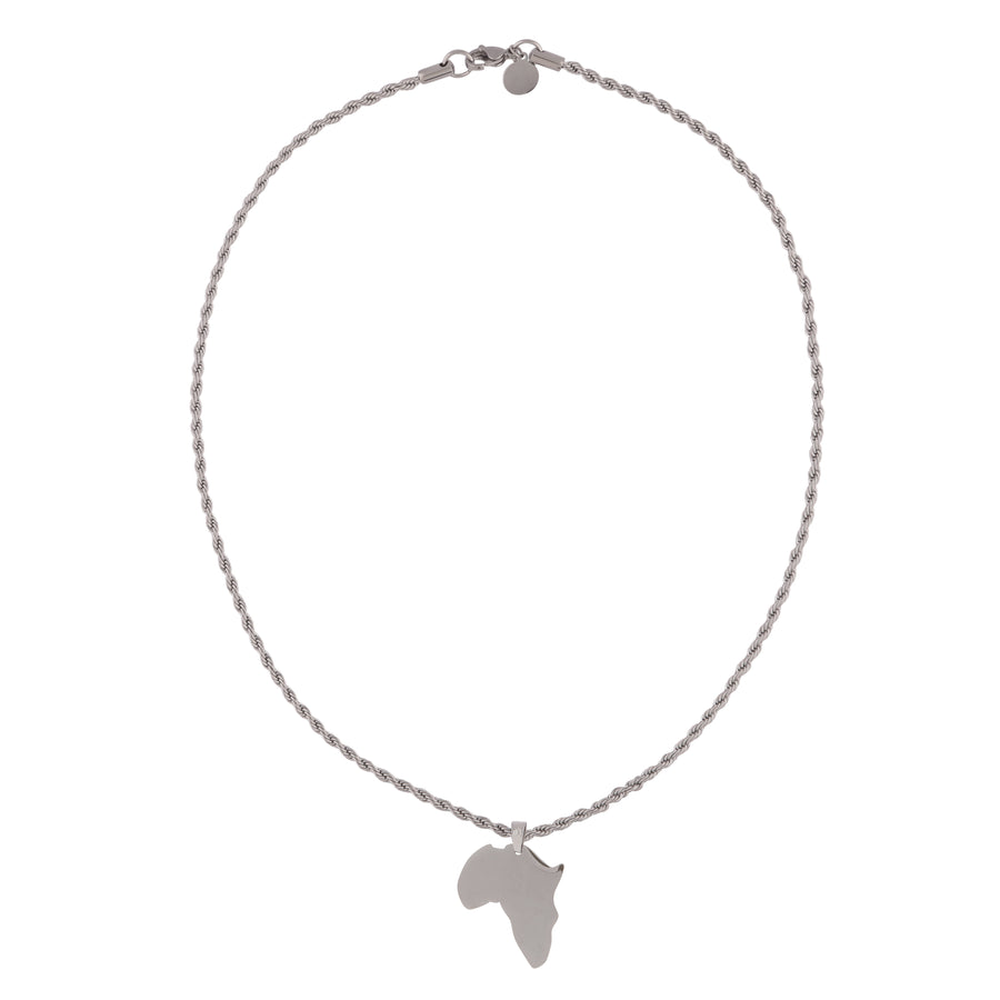 African Pendant with 3MM ROPE CHAIN (SILVER)