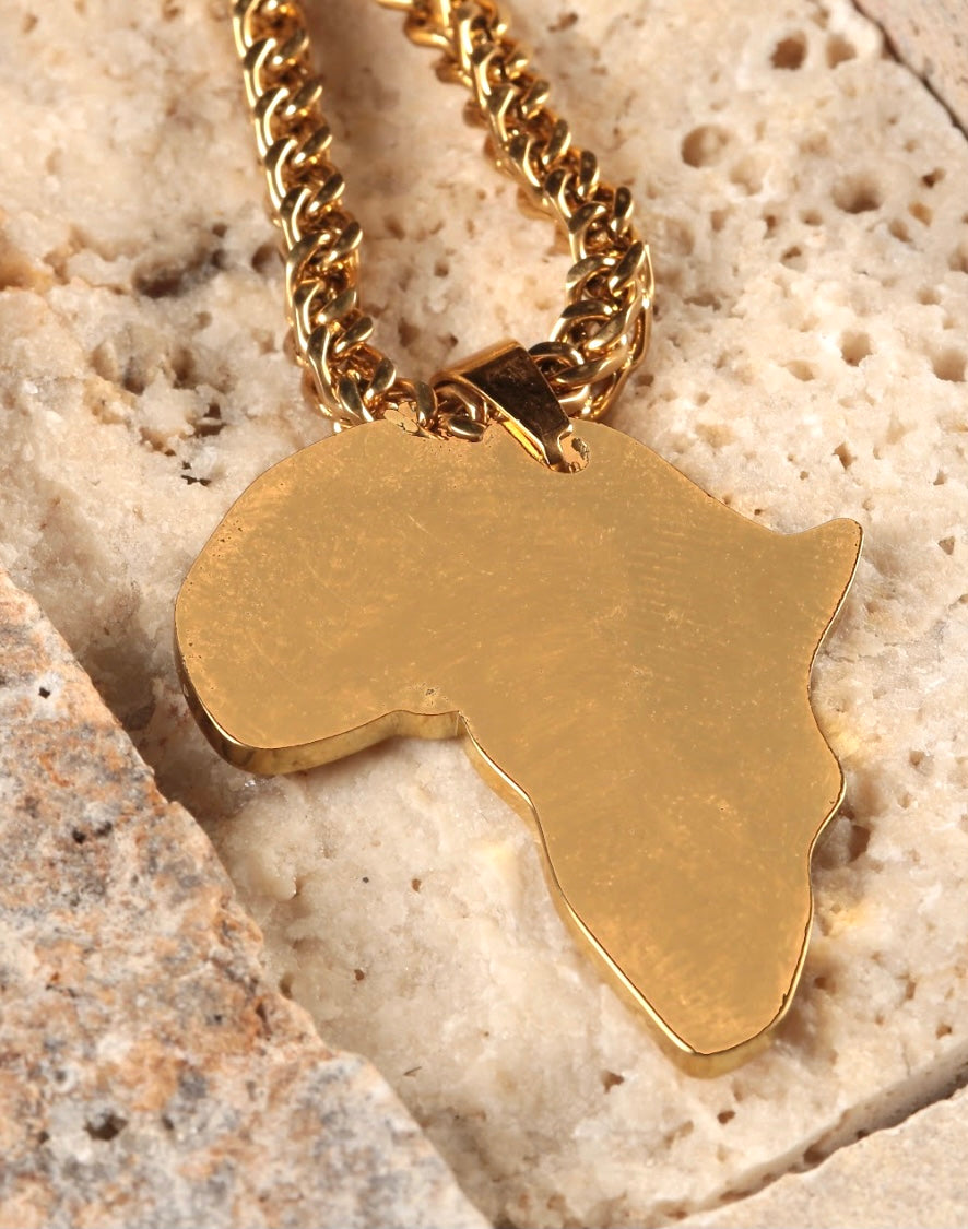 African Pendant with 3MM FRANCO CHAIN (GOLD)