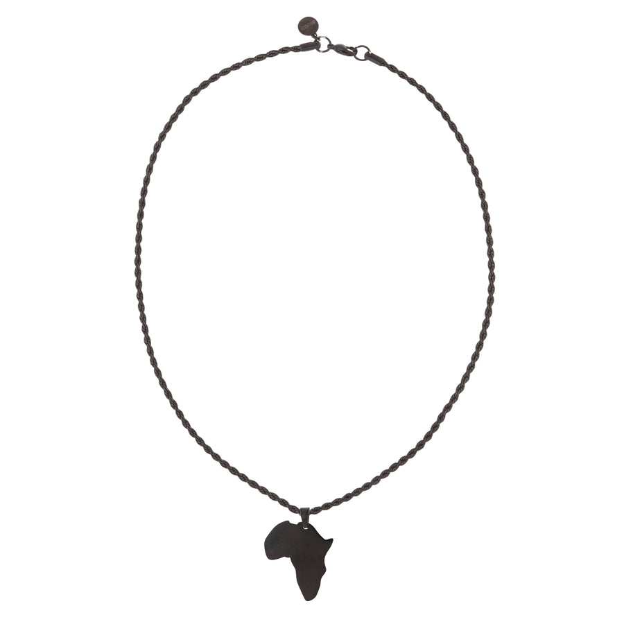 African Pendant with 3MM ROPE CHAIN (BLACK)