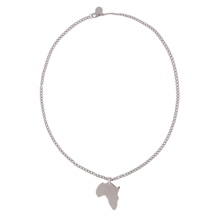 African Pendant with 3MM CUBA CHAIN (SILVER)