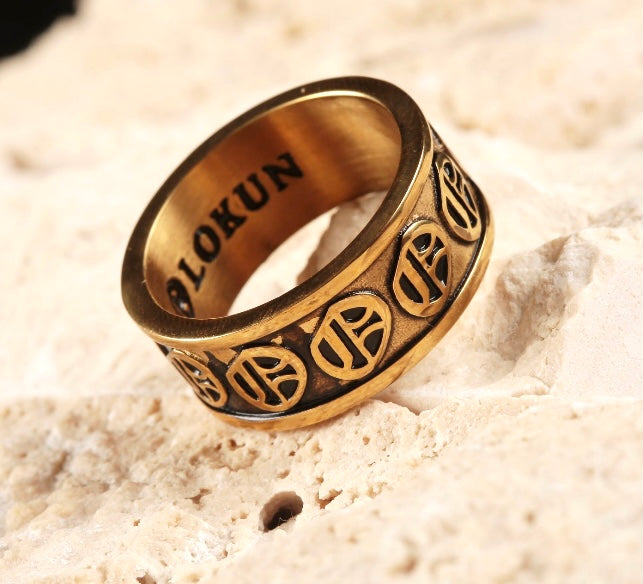 Olokun Enamel Tainted Banded Royal Ring (GOLD)