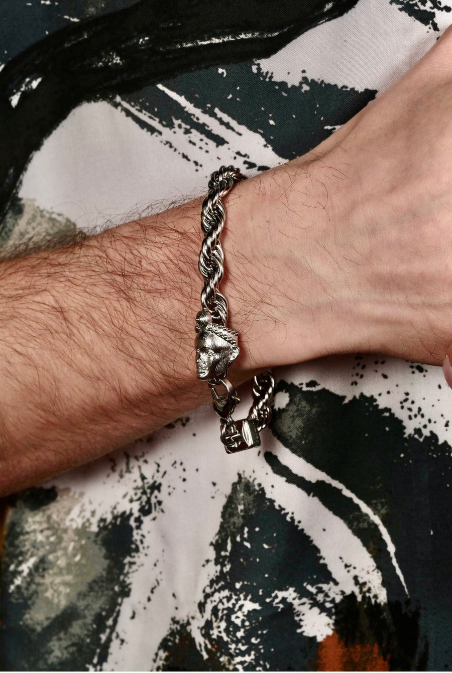 ROPE BRACELET (SILVER) with OLOKUN CHARM