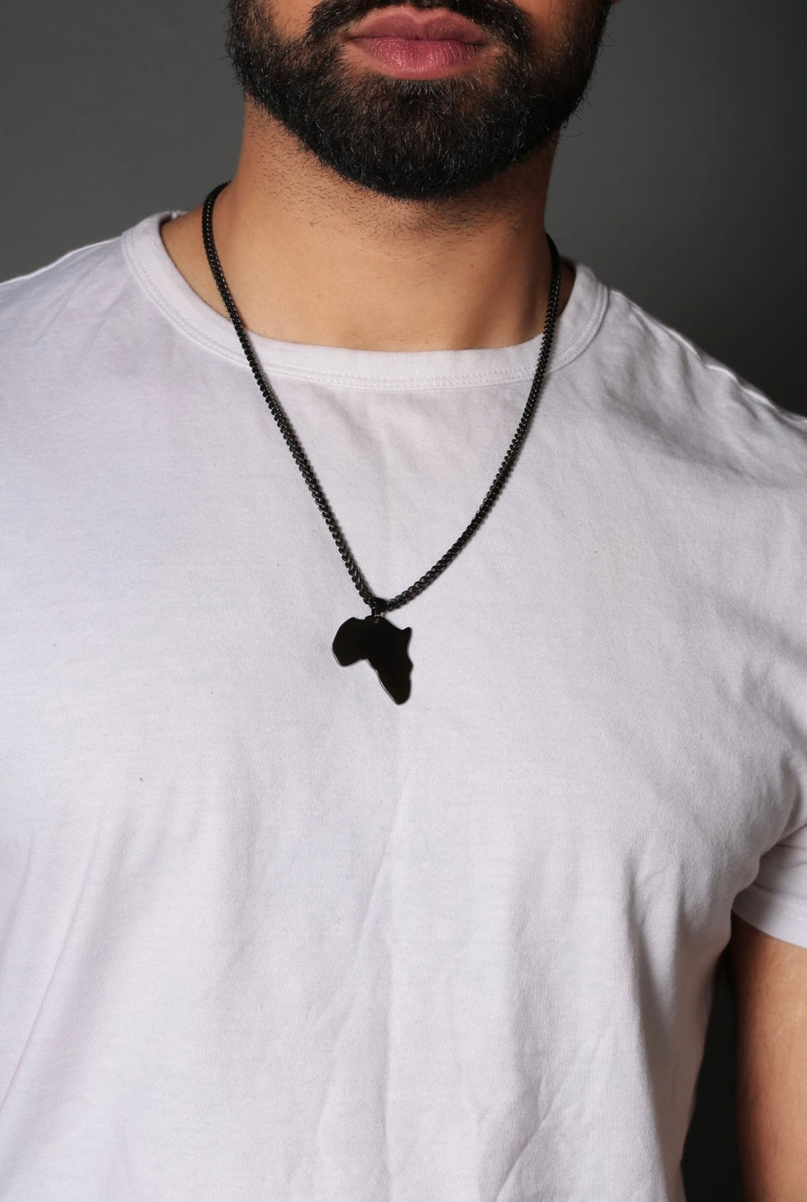 African Pendant with 3MM WHEAT CHAIN (BLACK)