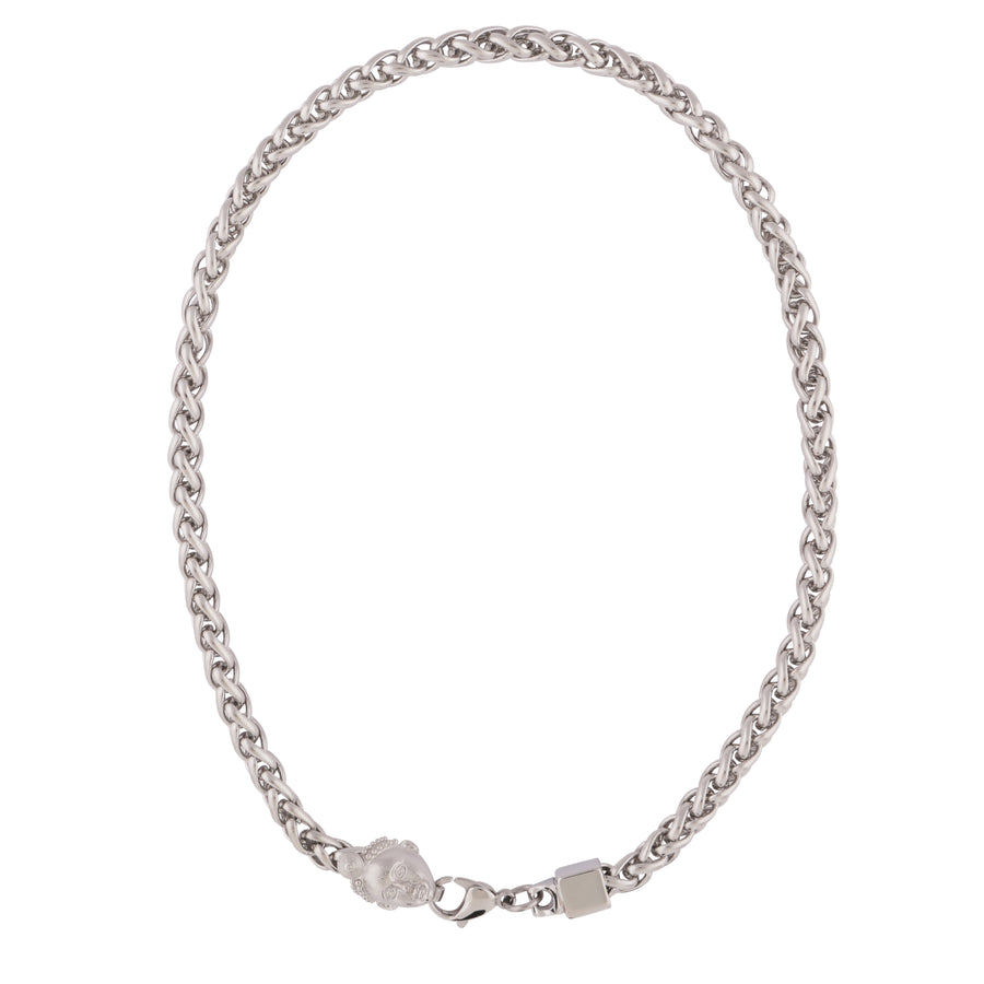 WHEAT CHAIN (SILVER) with OLOKUN CHARM