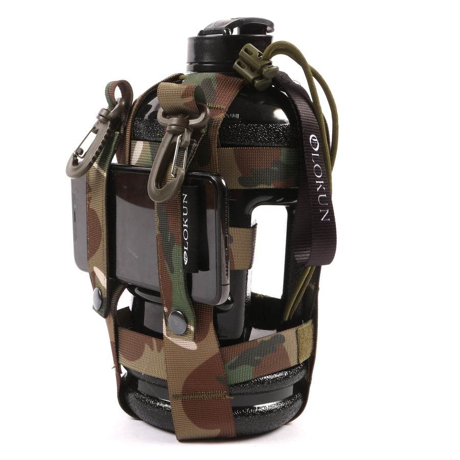 OLOKUN 2.2L Water Bottle WITH Green Camo Tactical Drawstring