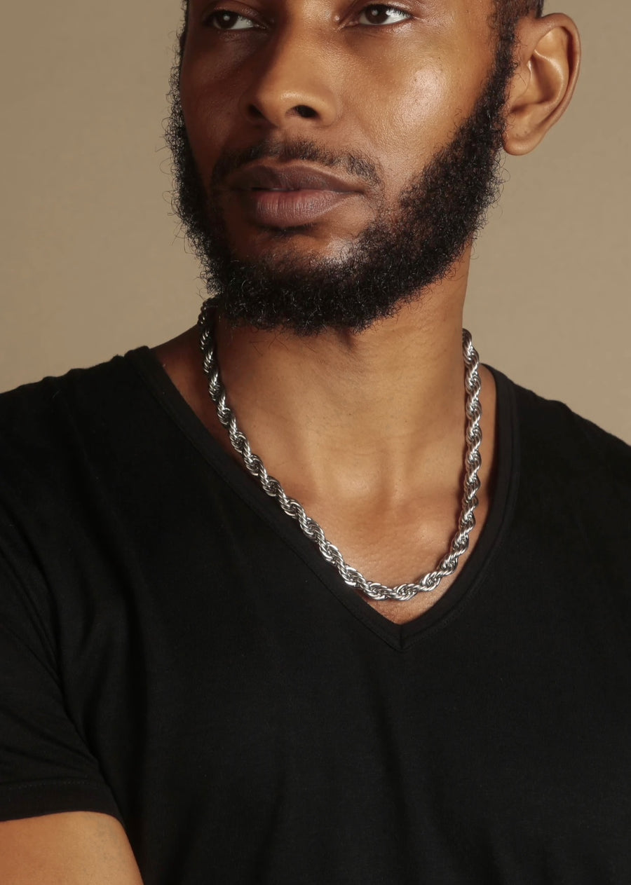 ROPE CHAIN (SILVER) with OLOKUN CHARM