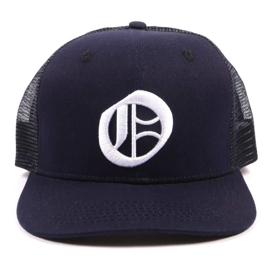 Blue Olokun Varsity Mesh Cap with a slightly Curved Peak.