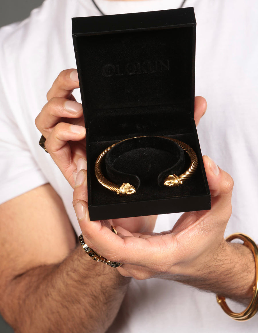Unisex Olokun Cuff Twisted Bangle (GOLD)