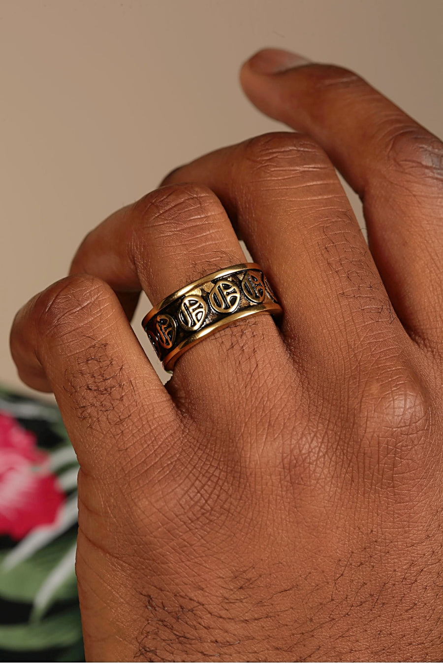 Olokun Enamel Tainted Banded Royal Ring (GOLD)