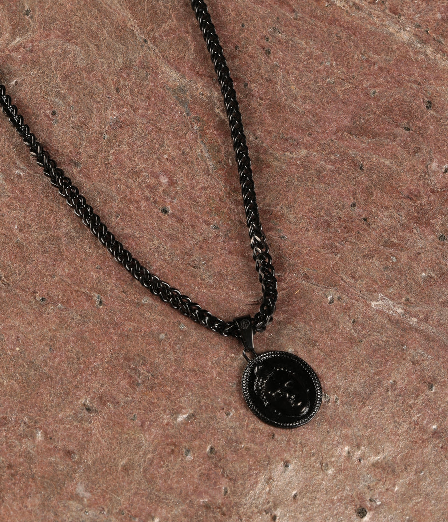 Circle cut Olokun Head with 3MM Franco Chain (BLACK)