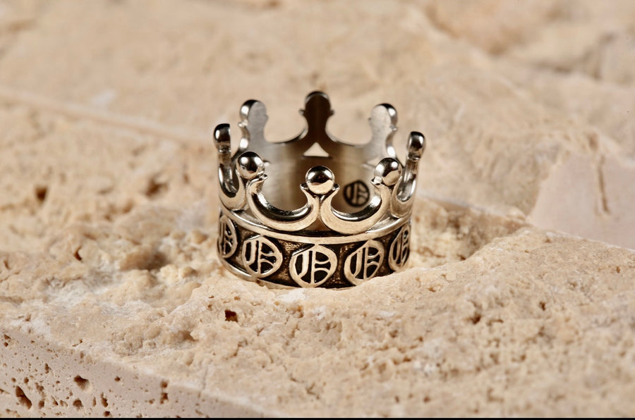 Olokun Enamel Tainted Crown Royal Ring SILVER olokunstore