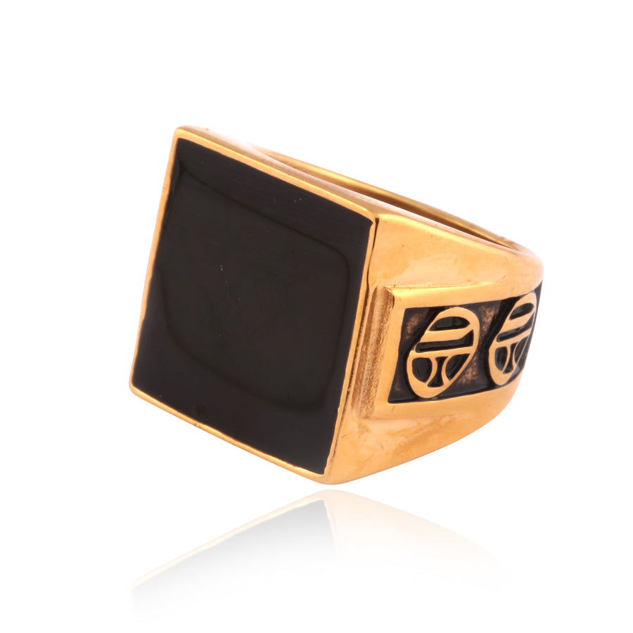 Olokun Enamel Tainted Royal Square Ring (GOLD)