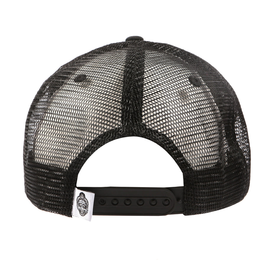 Black Olokun Varsity Mesh Cap with a slightly Curved Peak