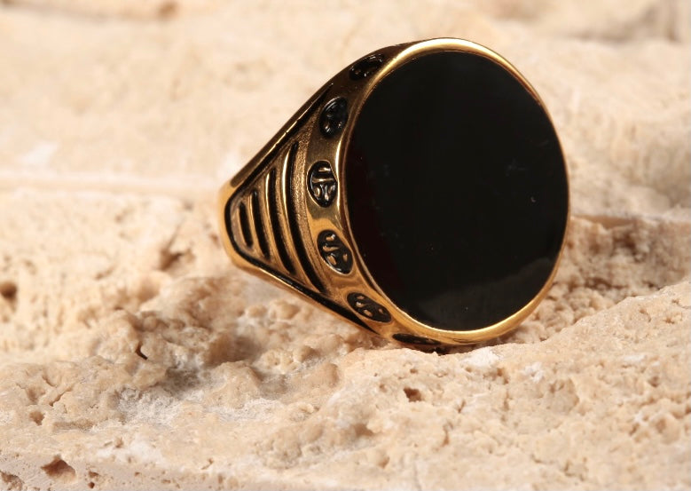 Olokun Enamel Tainted Royal Circle Ring (GOLD)