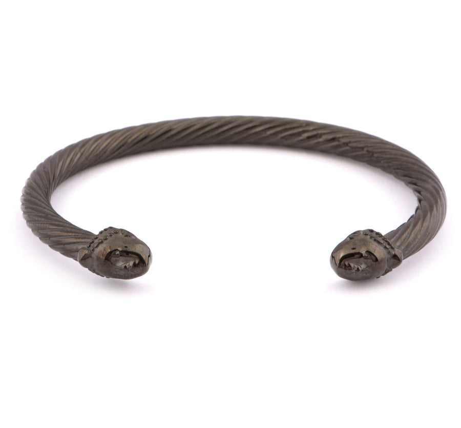 Unisex Olokun Cuff Twisted Bangle (BLACK)