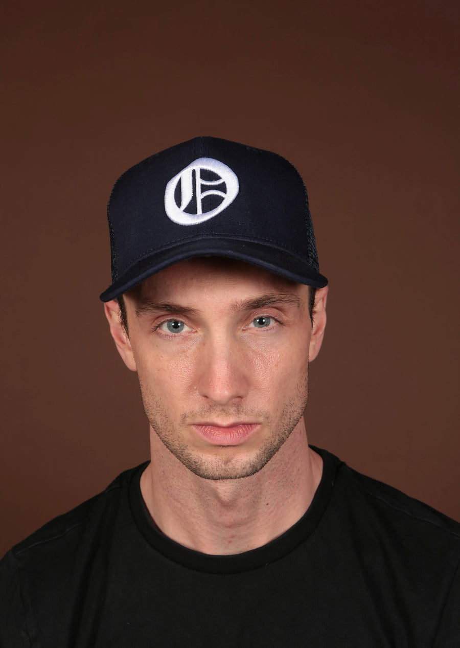 Blue Olokun Varsity Mesh Cap with a slightly Curved Peak.
