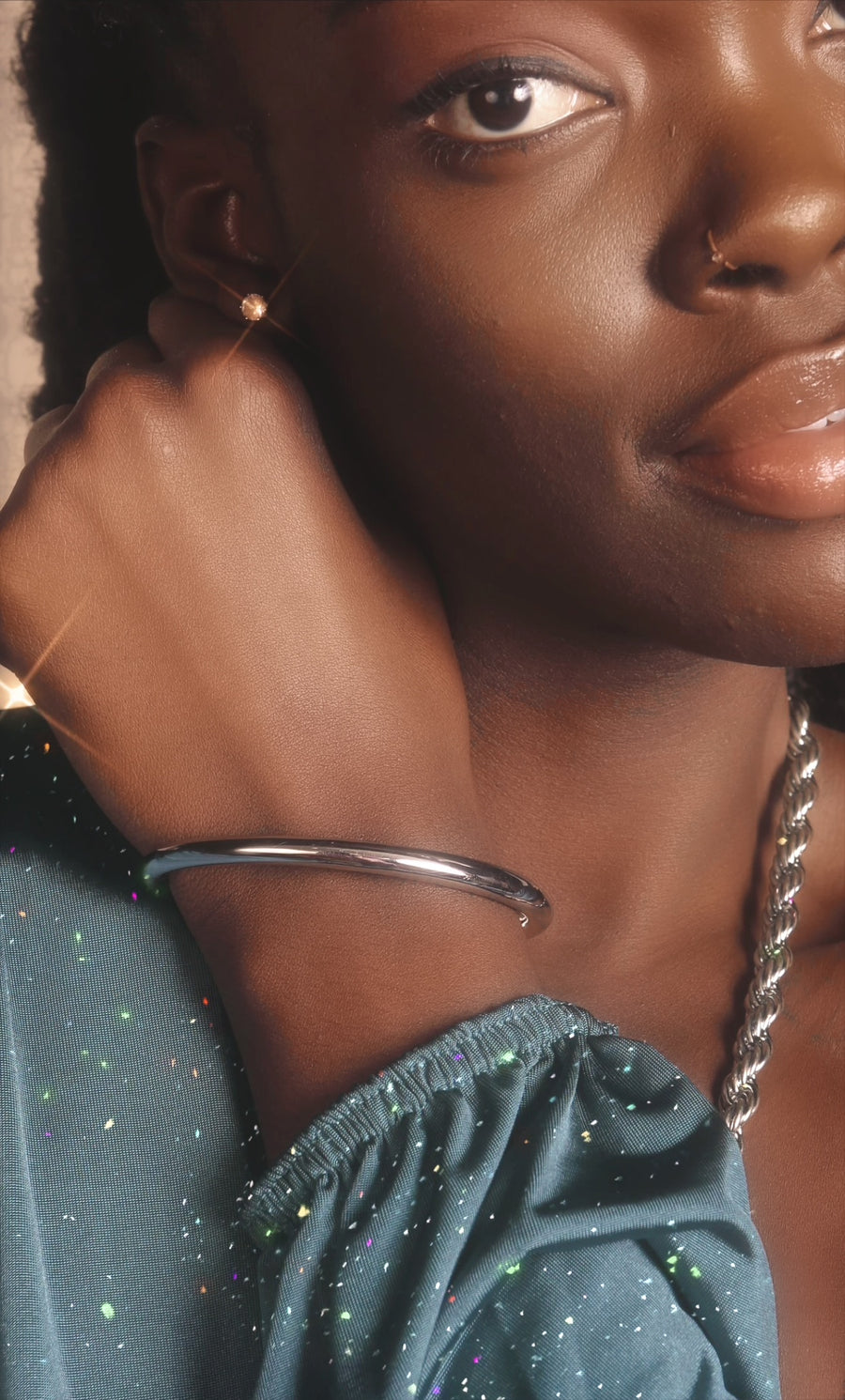 Unisex Olokun Cuff Bangle (SILVER)