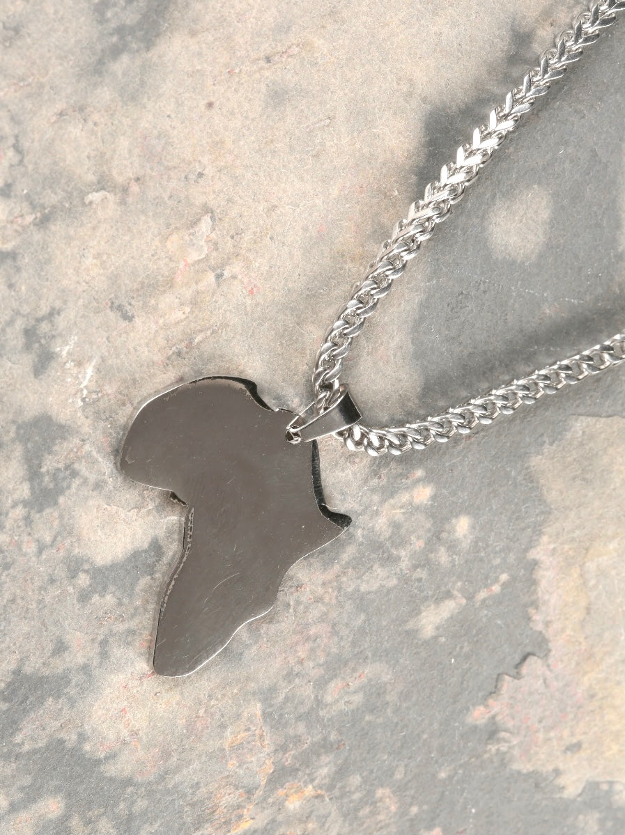 African Pendant with 3MM FRANCO CHAIN (SILVER)