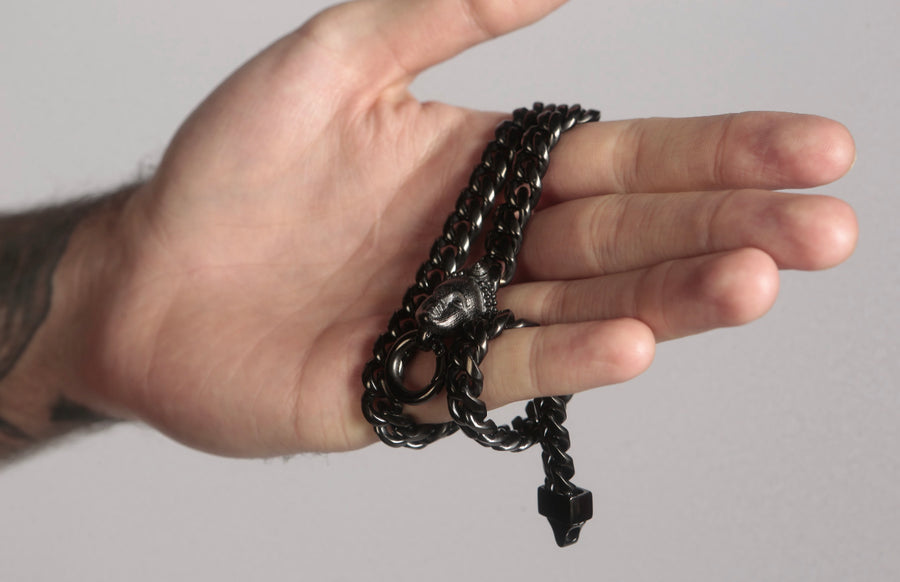 CUBA CHAIN (BLACK)with OLOKUN CHARM